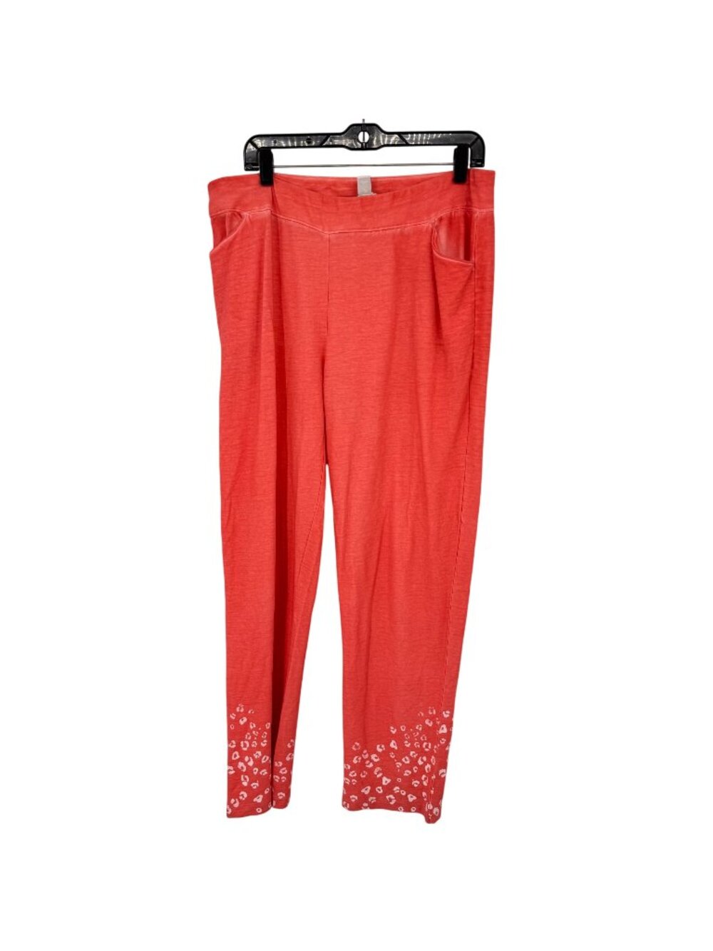 Chicos 2 Weekends Coral Pull-On Pants White animal print Hem Size large Womens